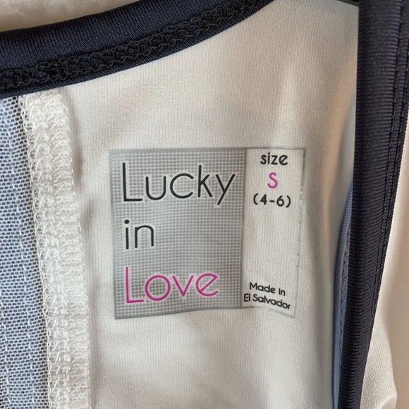 Lucky In Love Tennis Tank Top Girls Small White Semi-Fitted V-Neck Pullover 7081 - Picture 3 of 9